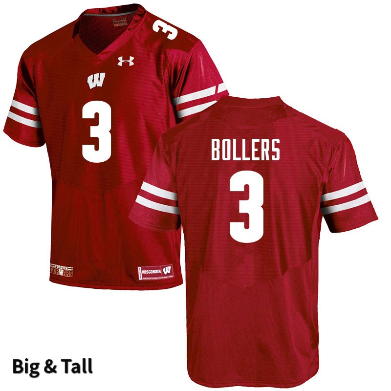 Wisconsin Badgers Men's #3 T.J. Bollers NCAA Under Armour Authentic Red Big & Tall College Stitched Football Jersey VB40P56WO